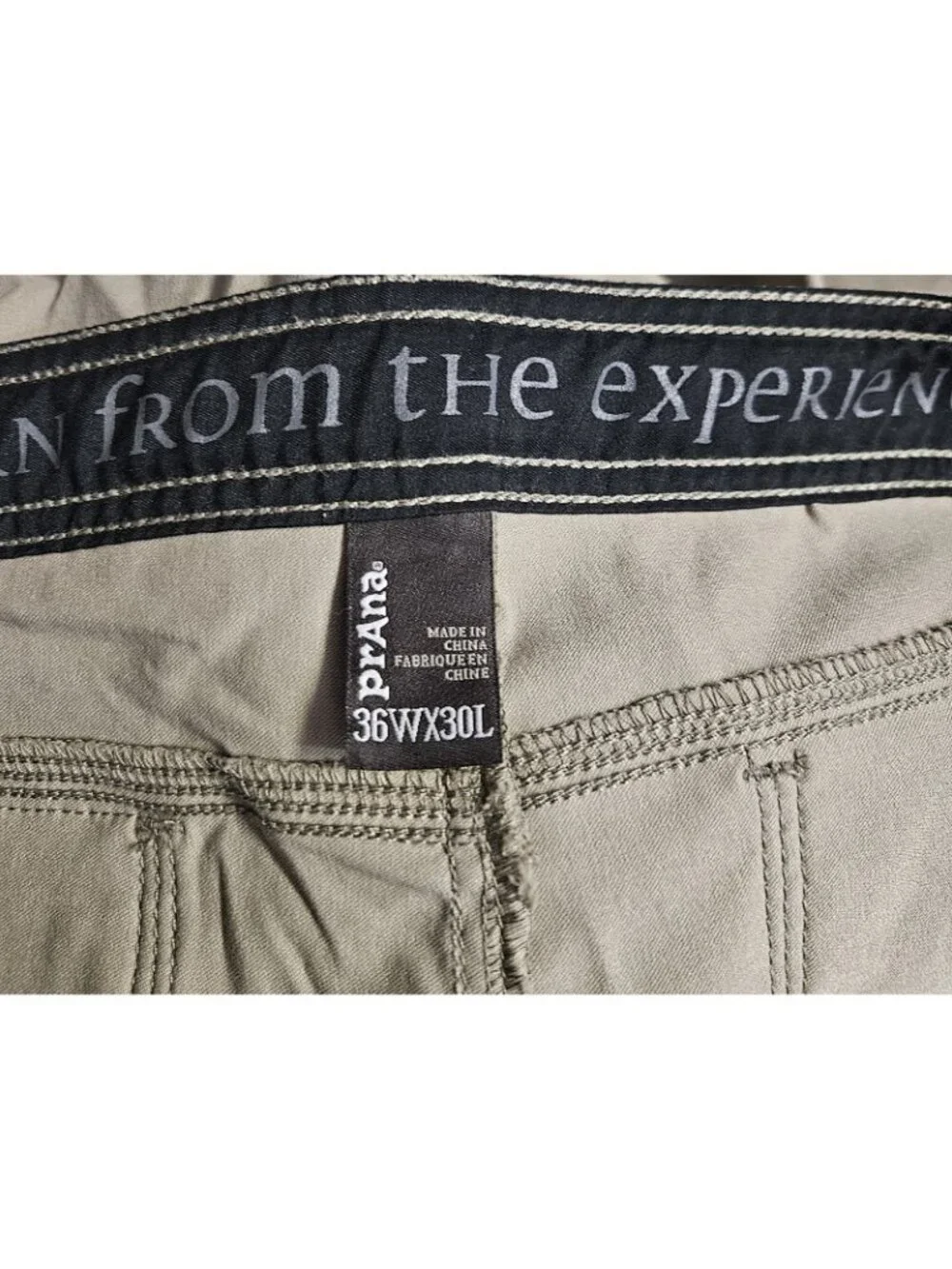 prAna Men’s Breathe 36x30 Khaki Nylon Stretch Utility Hiking Cargo Travel Pants